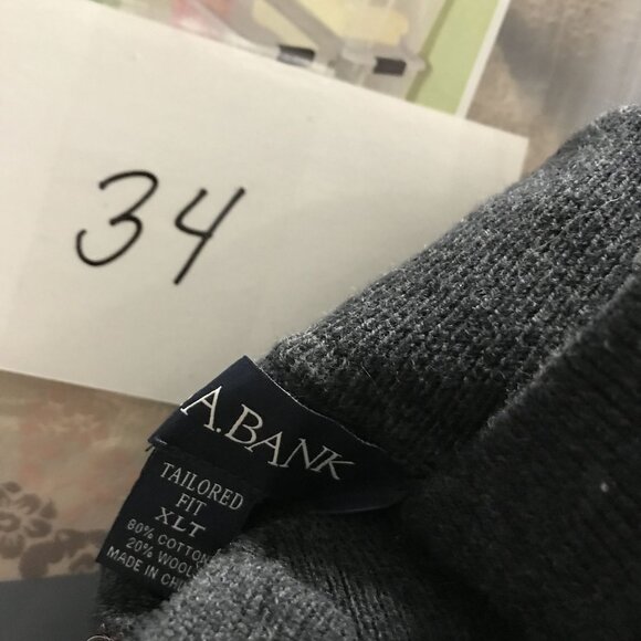 JOS A BANK Mens XLT Zip Up Cardigan Sweater Wool Cotton Ltweight Gray Tailored - Picture 8 of 8